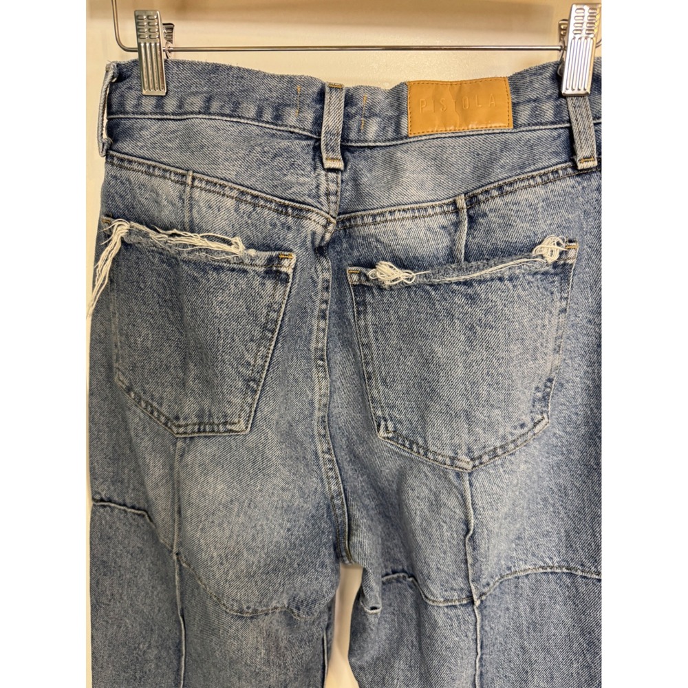 Pistola Cassie Super High Rise Straight Jeans Meridian Blue Hemp Blend Size 27 - Picture 6 of 13